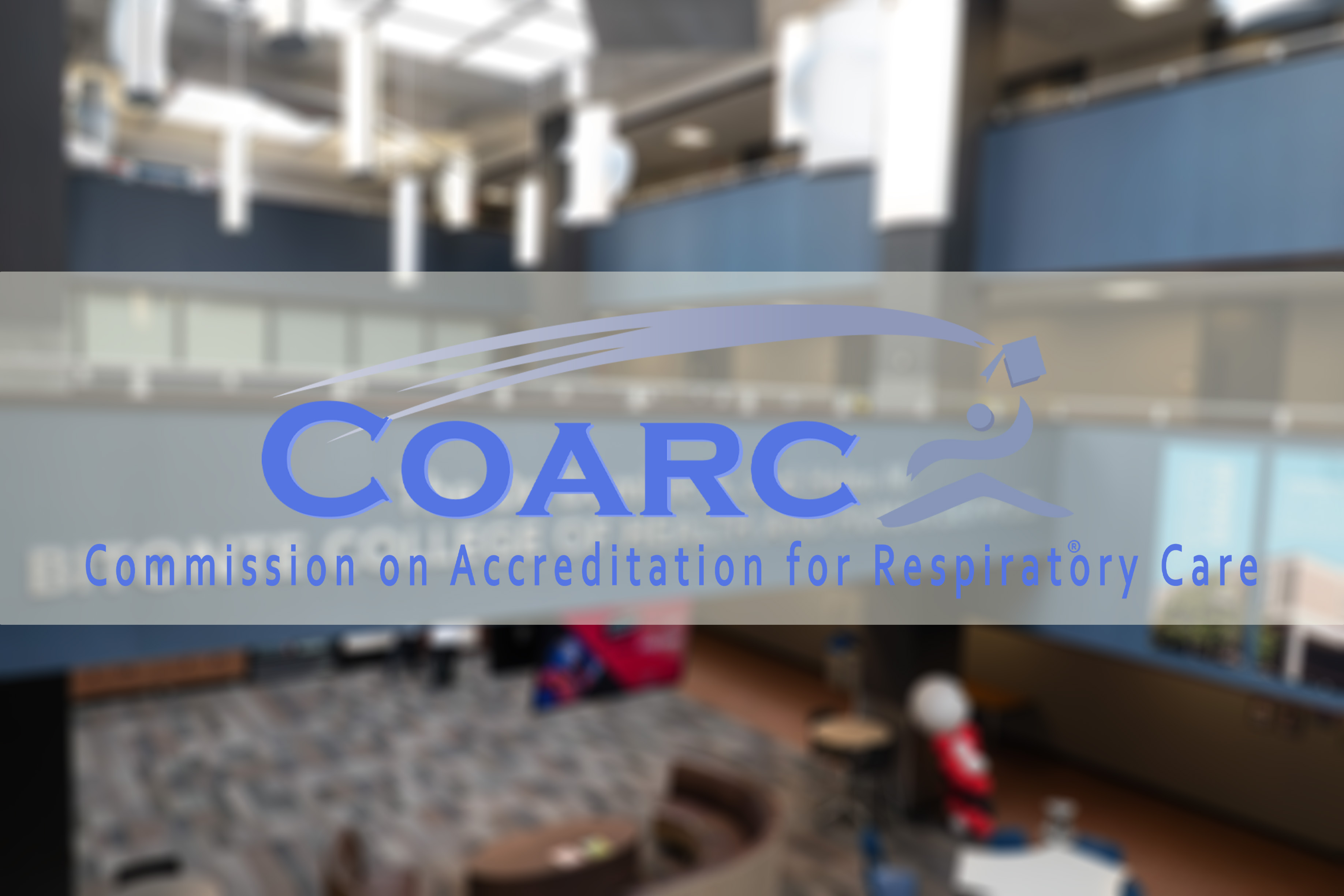 CoARC logo over a screen of a photo of Cushwa Hall