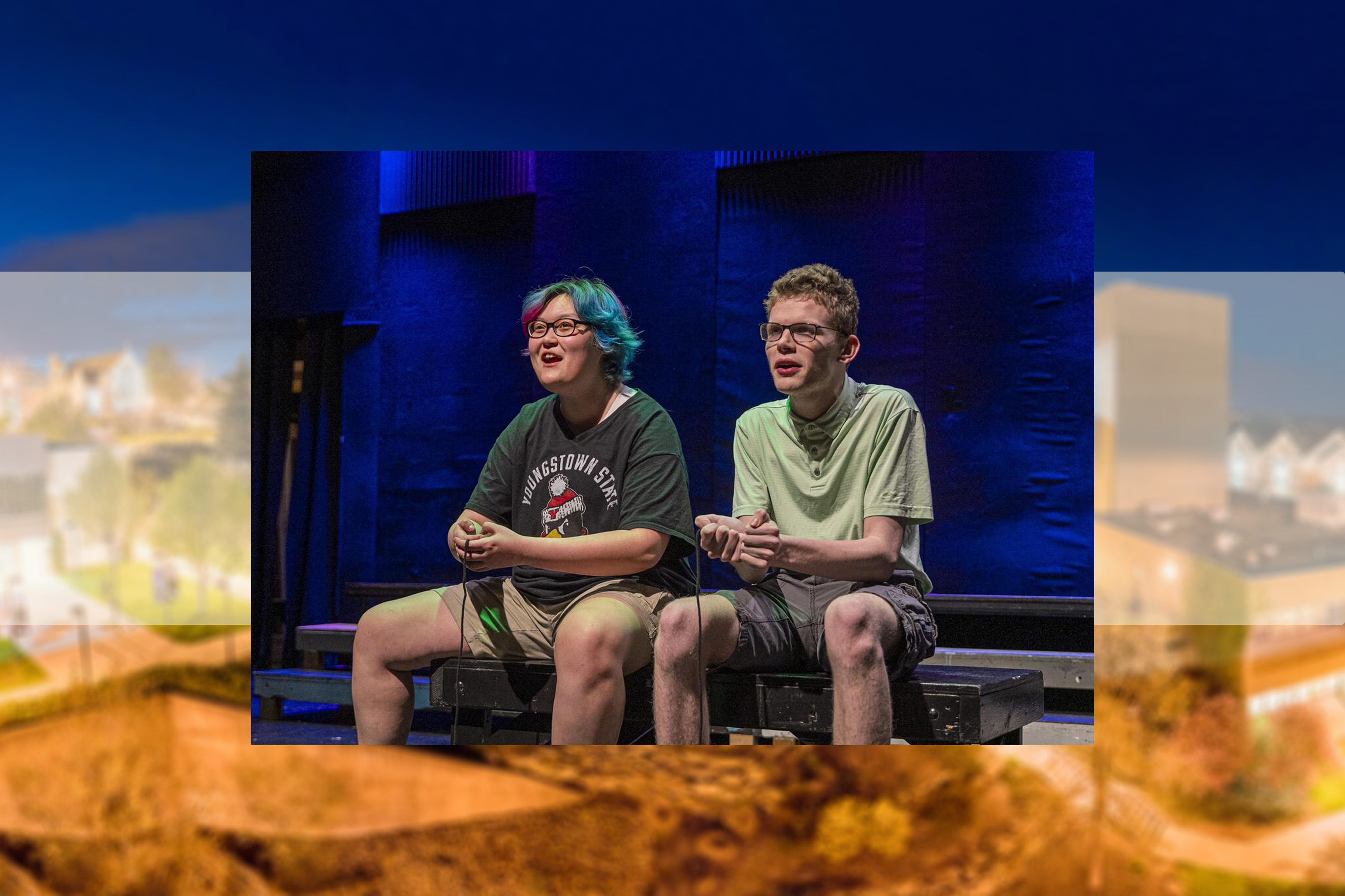 Nicholas/Vixen Atwood and Sam Nabring pretending to play video games