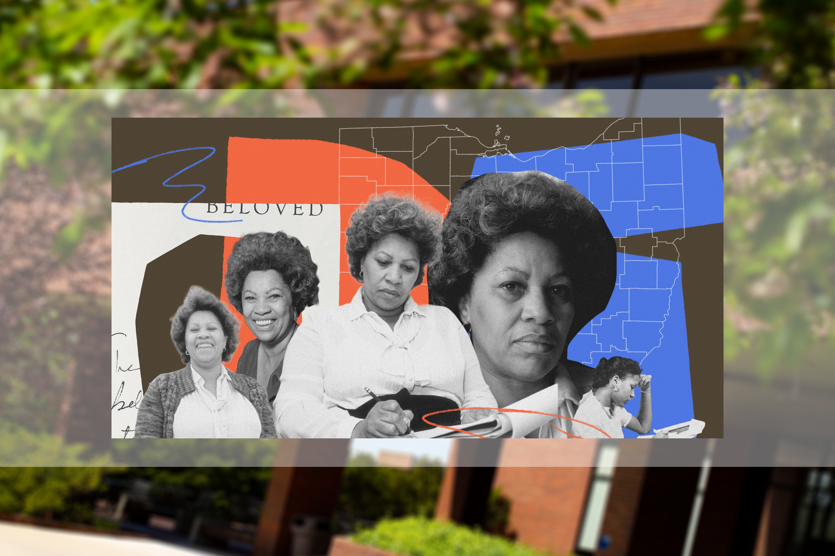 Header image collage of photos of Toni Morrison