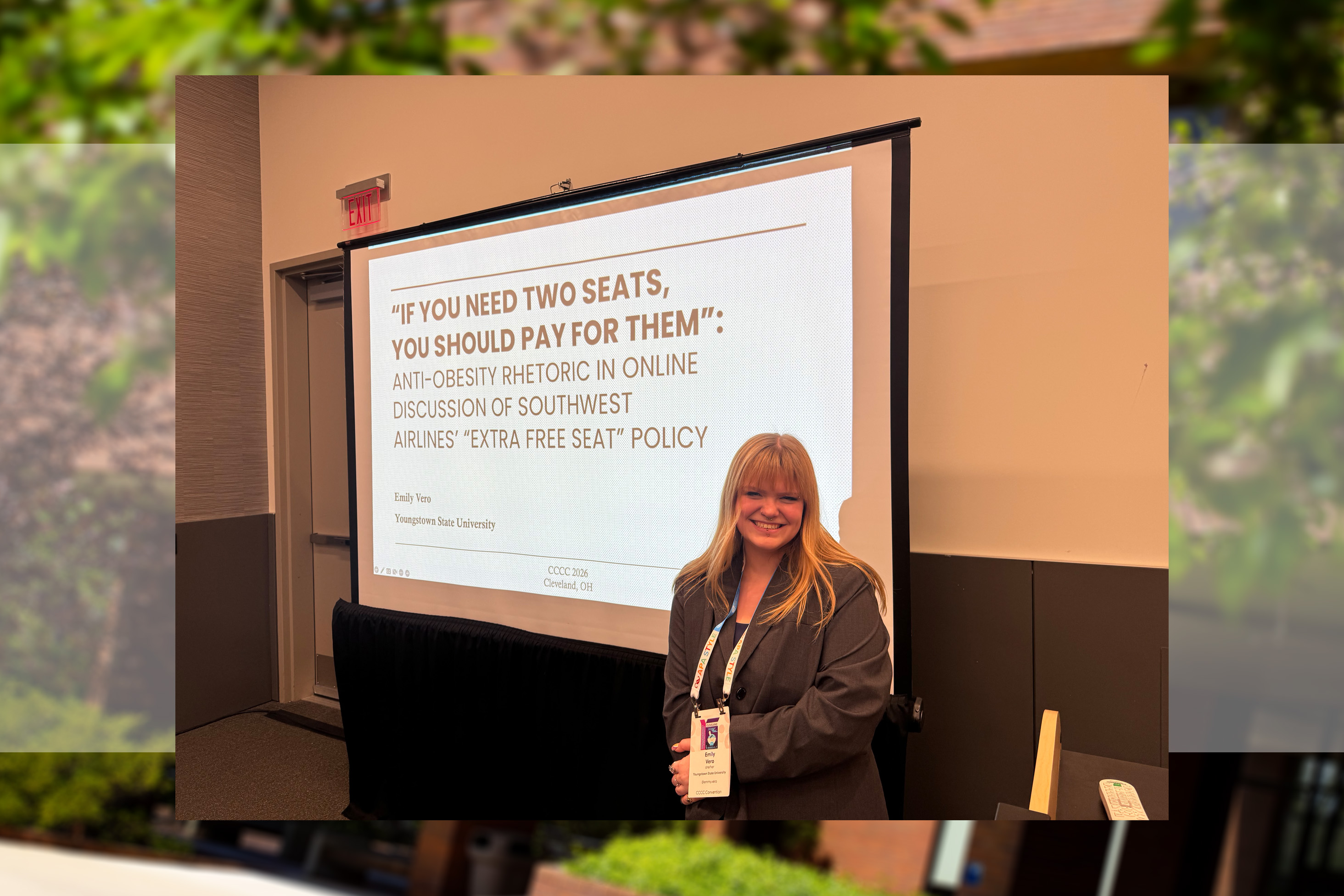 YSU graduate student Emily Vero presenting her research at the Conference on College Composition and Communication