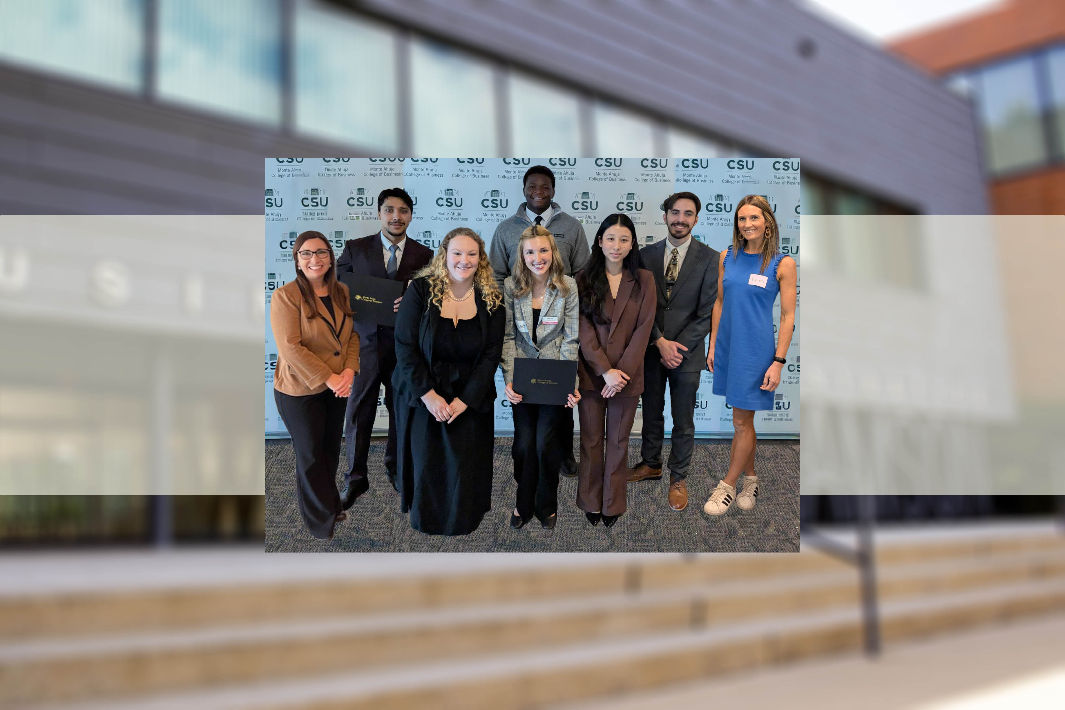Accounting majors from YSU's Williamson College of Business Administration pose with their advisors at the CSU/IIA Intercollegiate Ethics Case Competition