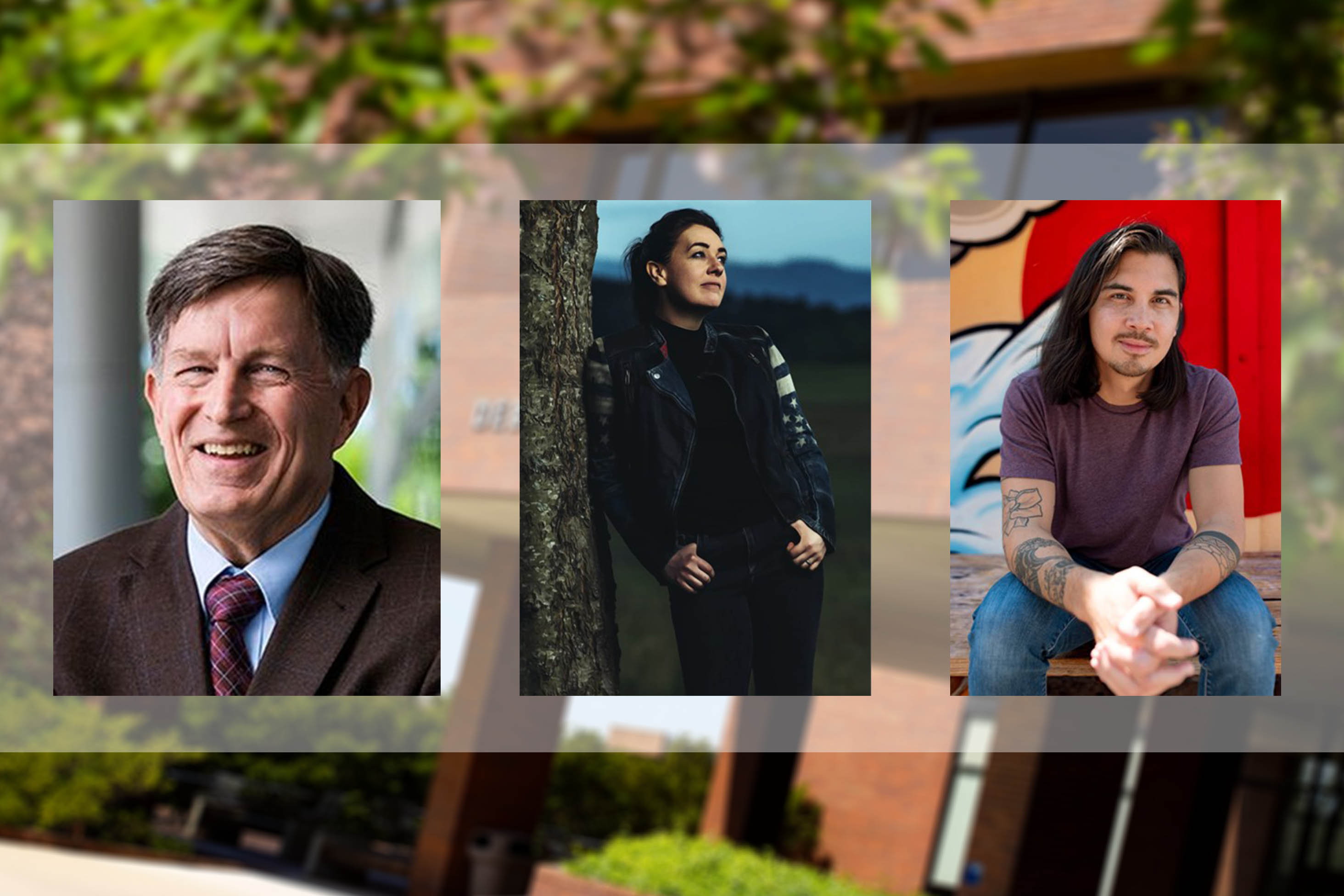 Headshots of Chris Crowe, Maggie Stiefvater and Randy Ribay