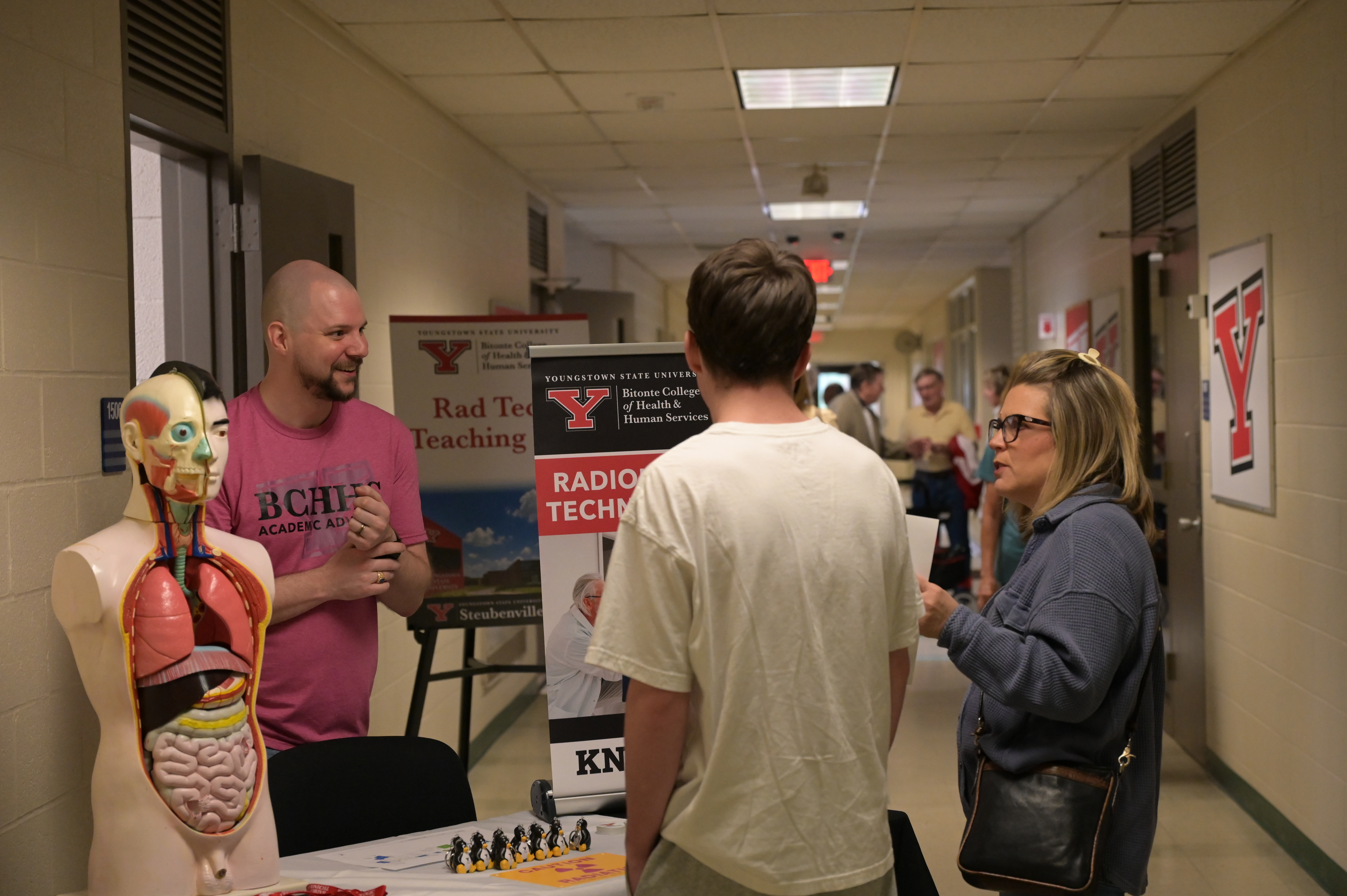 Prospective students and families meet with staff at the Steubenville Open House