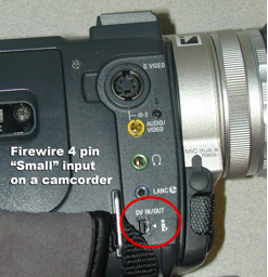 Firewire 4 pin input