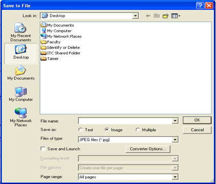 Save to file box screenshot showing list of desktop folders