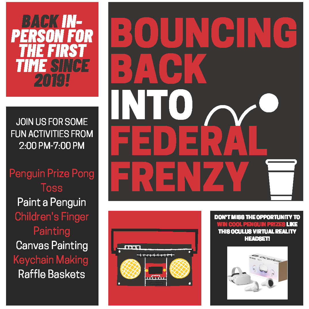 In person for the first time since 2019 bouncing back into federal frenzy fun activities from 2 PM to 7 PM