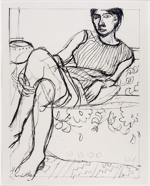 "Seated Woman in Striped Dress" by Richard Diebenkorn is part of the "Centennial Impressions" exhibit at the McDonough.