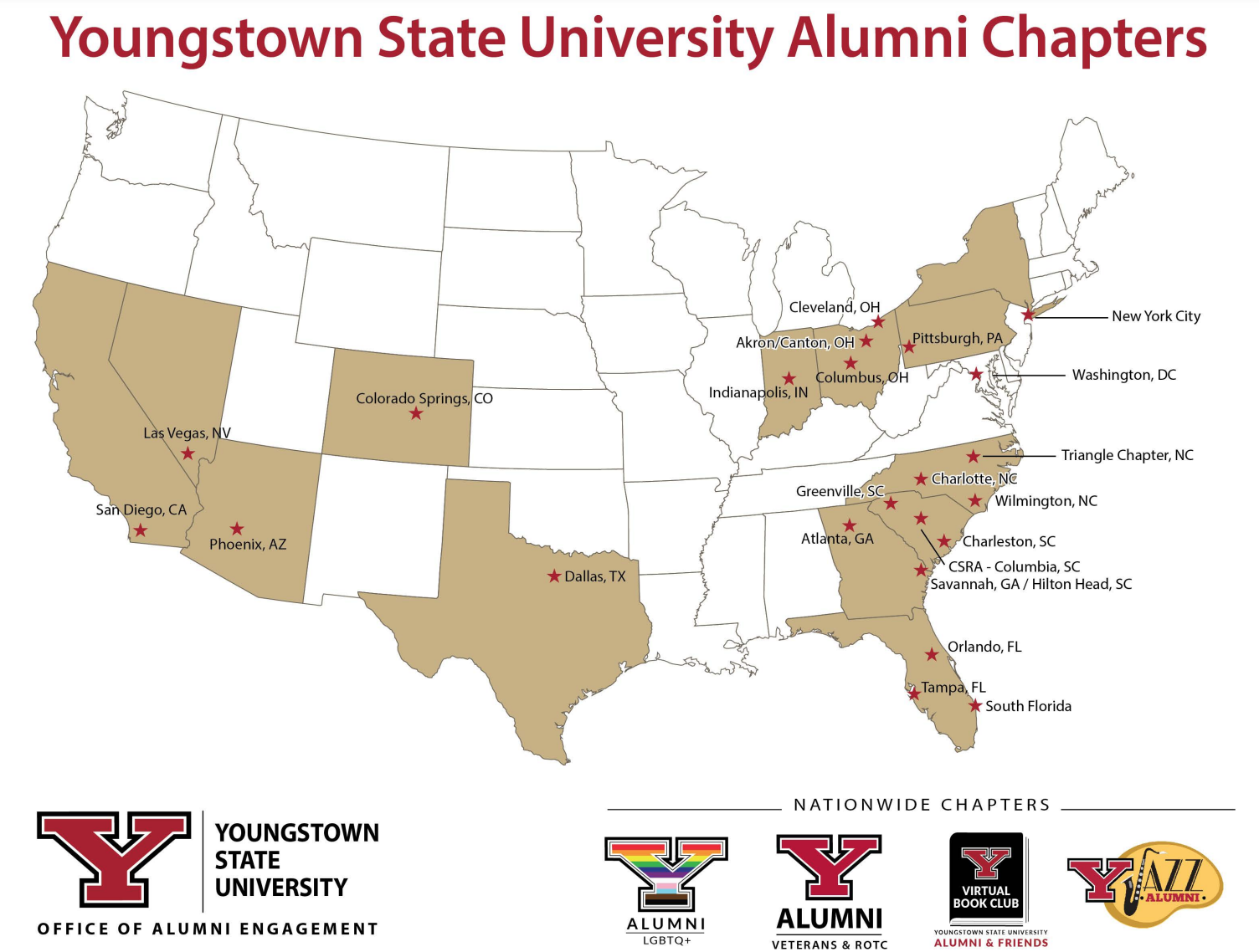 YSU alumni chapter map