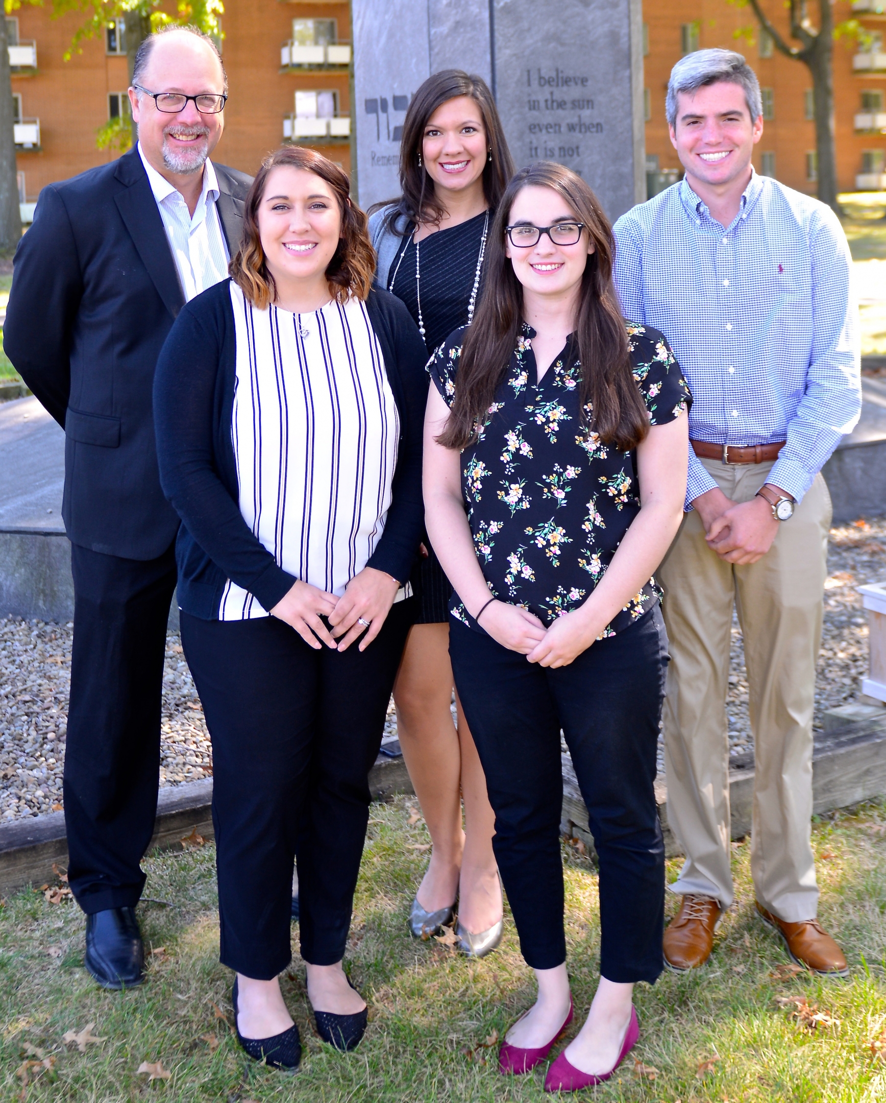 Left to right, back row, David Stauffer, Pamela Stoklosa, Jason McQuown; front row, Rita Hall, Emily Young