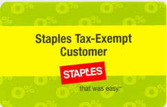 Staples Tax-Exempt Customer card front preview