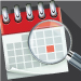Calendar with day highlighted under magnifying glass