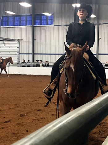 YSU equestrian student on horseback