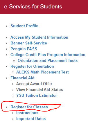 Register For Classes Instructions