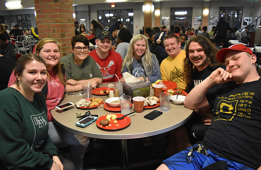 group of students dining