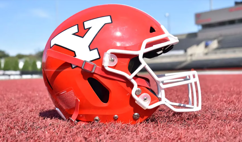 ysu football helmet on field