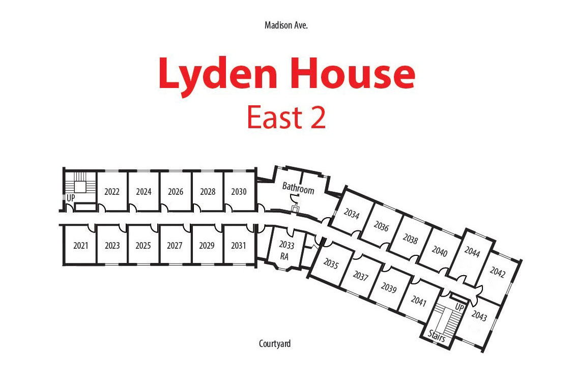 Floorplan of east floor 2 of Lyden House