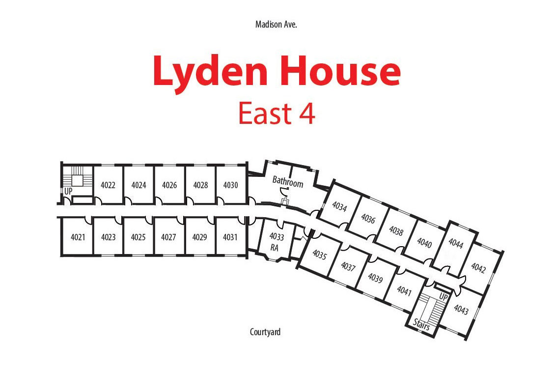 Floorplan of east floor 4 of Lyden House