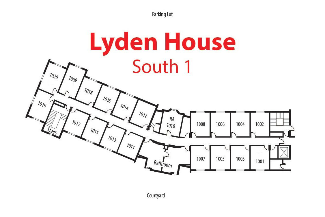 Floorplan of south floor 1 of Lyden House