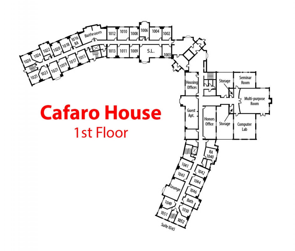 Floorplan of 1st floor of Cafaro House