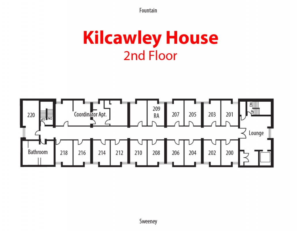 Floorplan of 2nd floor of Kilcawley House