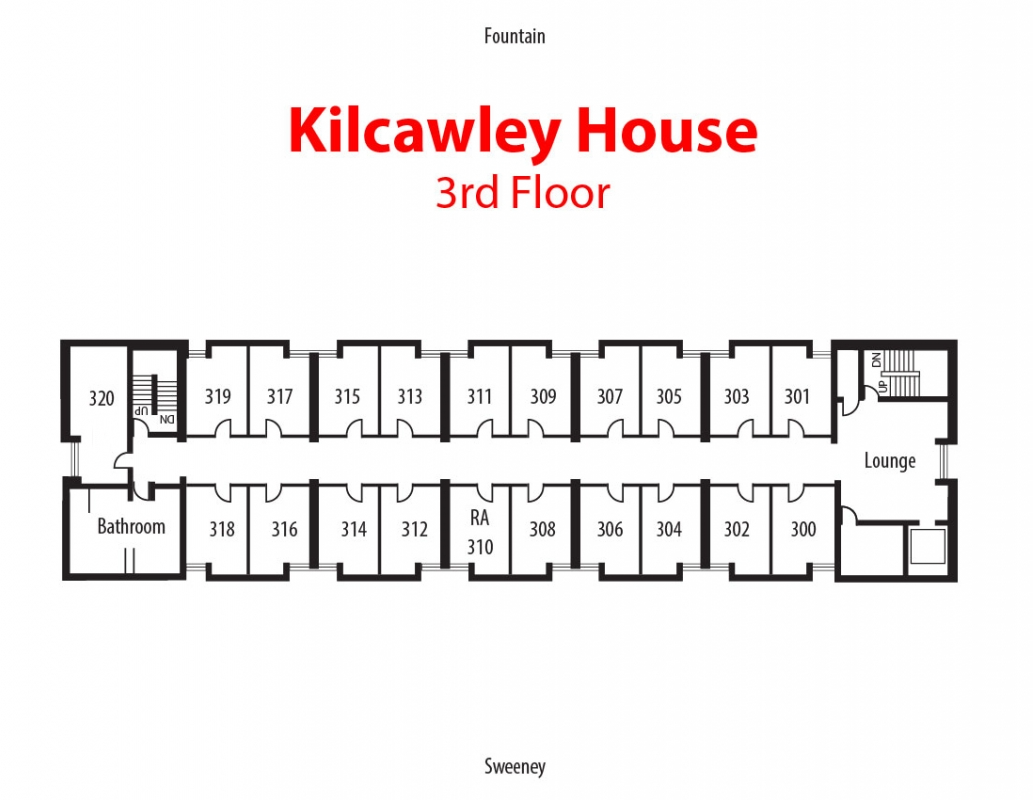 Floorplan of 3rd floor of Kilcawley House