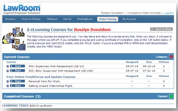 eLearning Courses listing