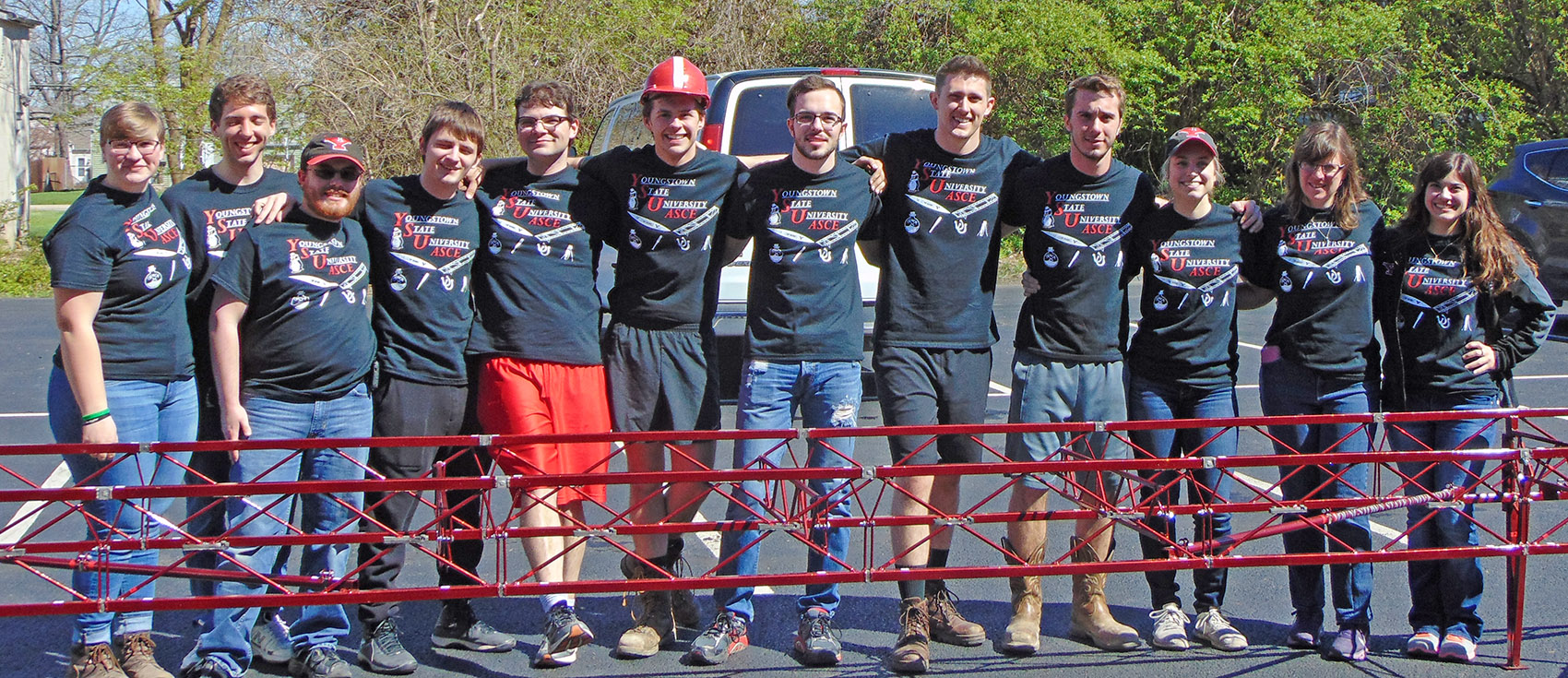 Members of the YSU team at  the regional ASCE Student Steel Bridge Competition