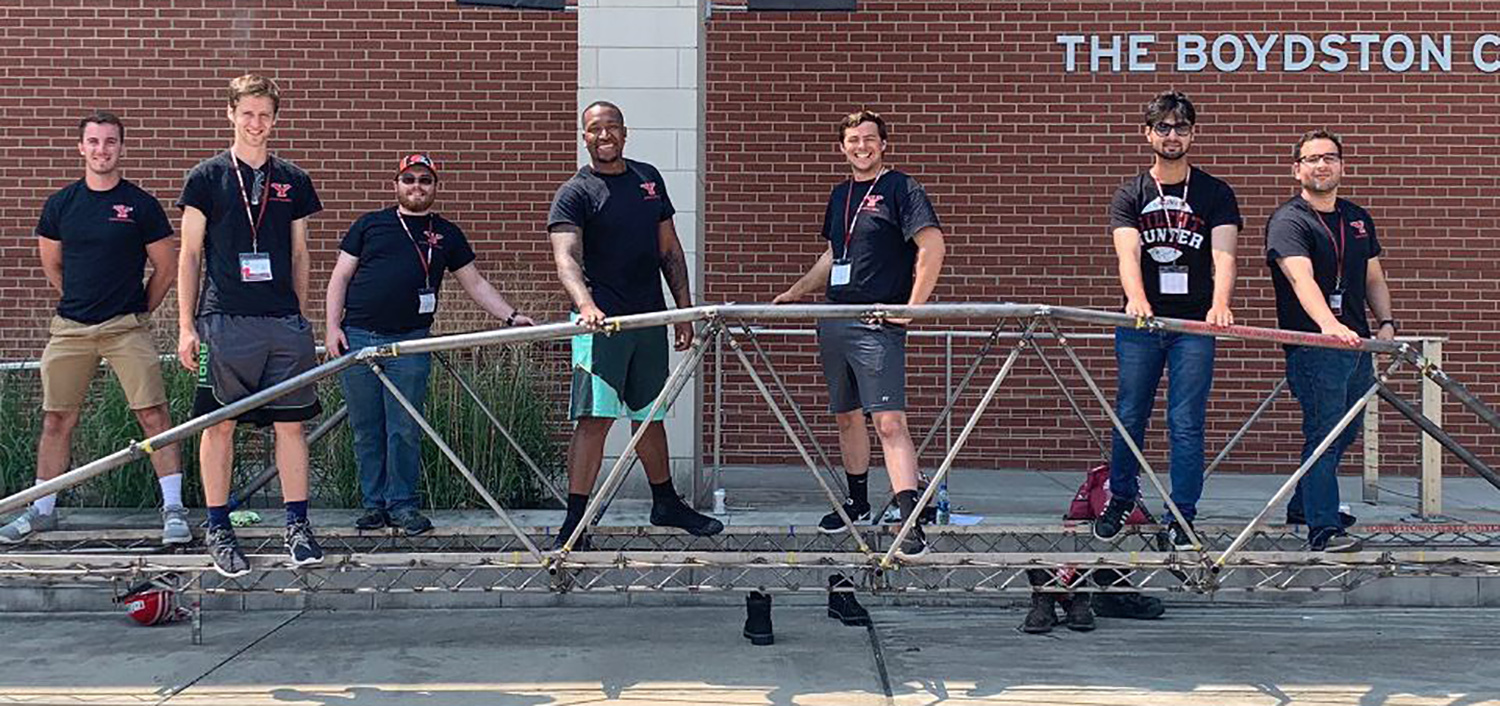The YSU Steel Bridge Team is, from the left, Spencer DeSalvo, Matthew Hone, Kenneth Anderson, Drew House, Thomas Carnes, Mohammed Khan and Luis Vindel.