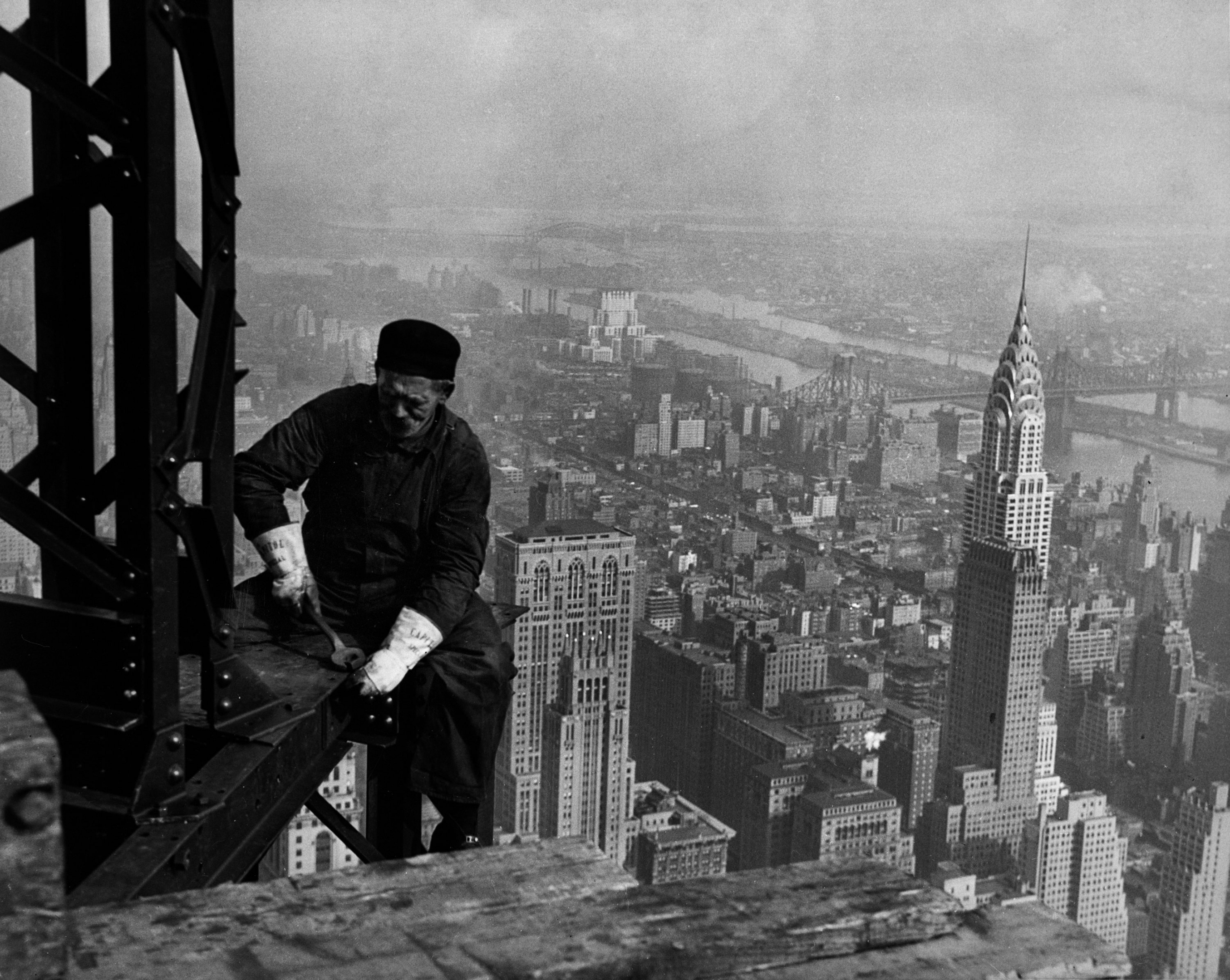 This photo from the National Archives of a worker on the framework of the Empire State Building in New York City, circa1930-31, is part of "The Way We Worked" exhibit