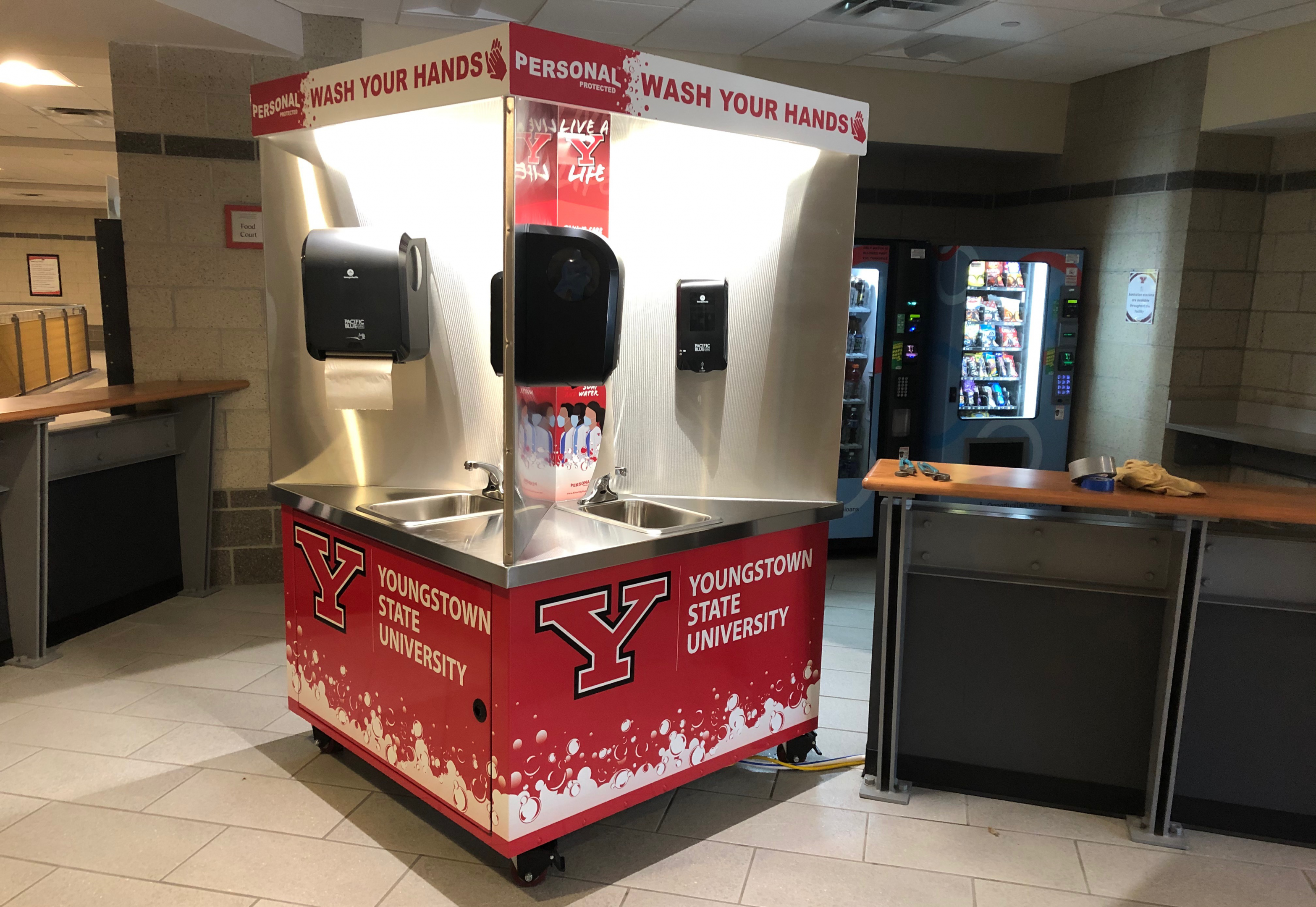 The new YSU branded handwashing stations that will be available across campus in the fall