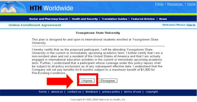  Online Enrollment Agreement click on agree button when finished