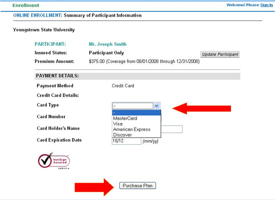  summary of participant information. Payment Details, Purchase  Plan.