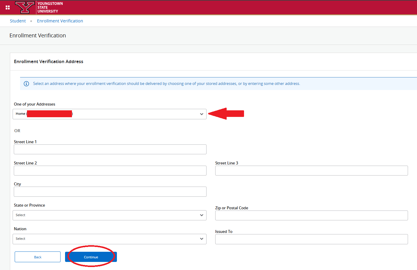 Selecting or providing mailing address