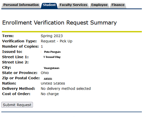 Step 6, Confirm all of your information is correct and click submit request.