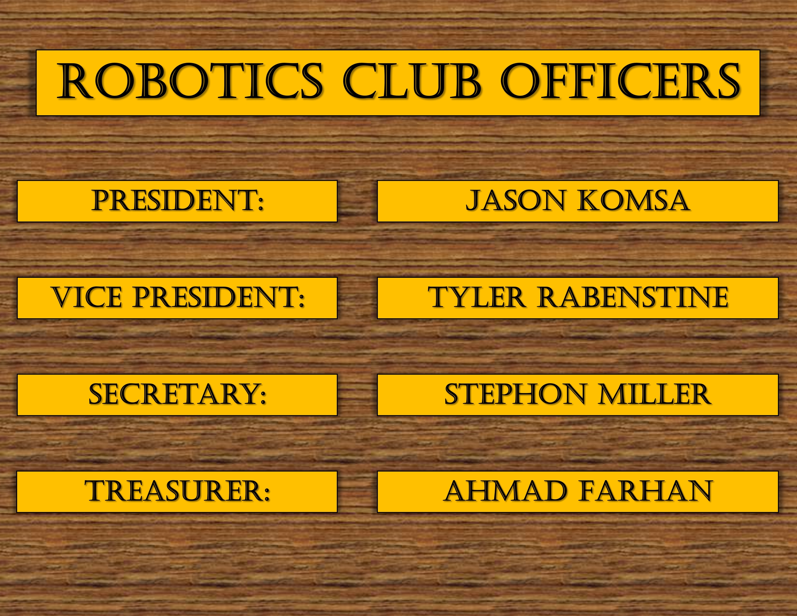 Robotics Club Officers