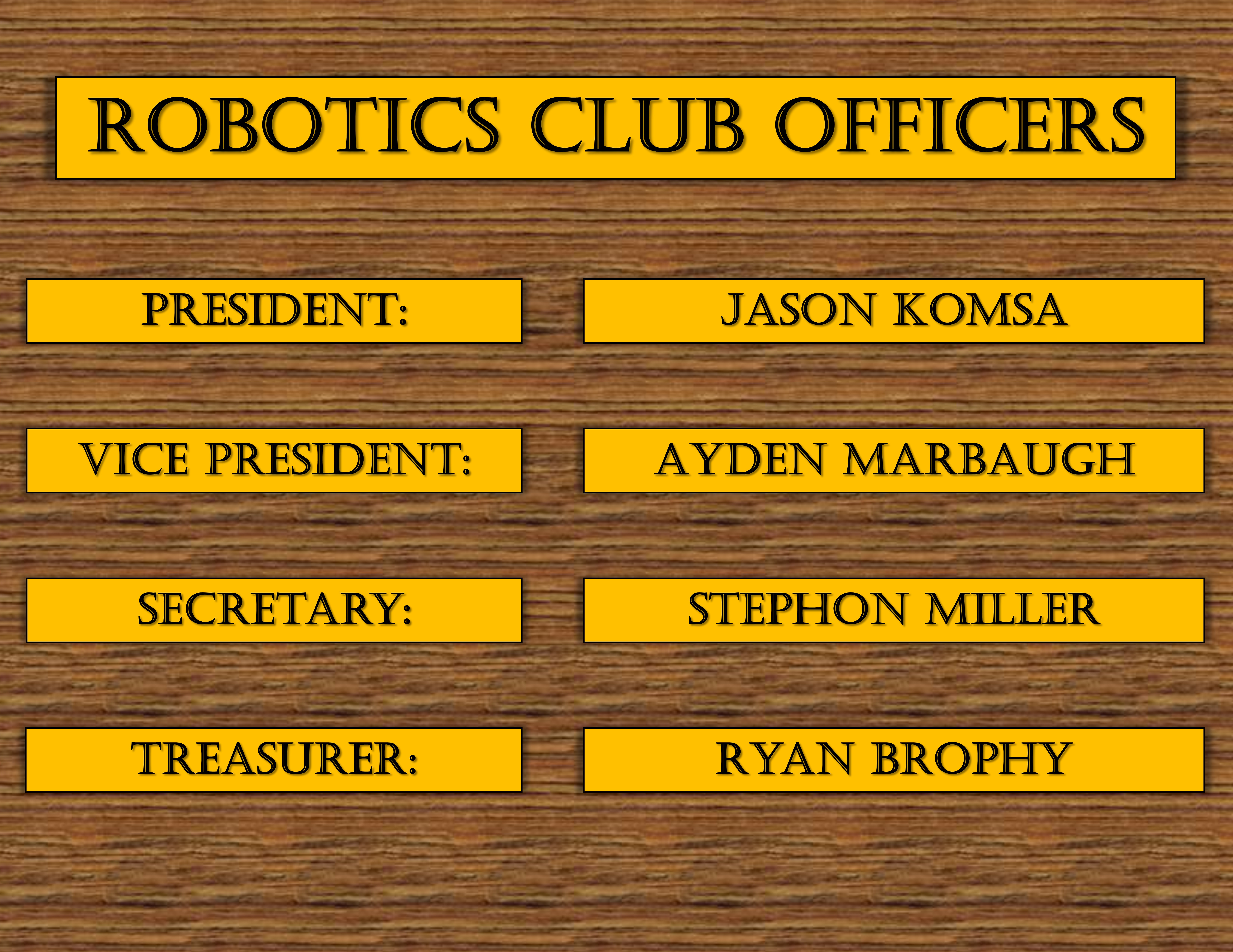 Robotics Club Officers