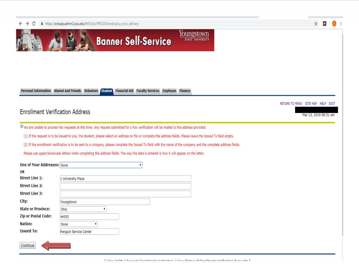 Step 5, Choose an address on file or enter a different address for mailing.