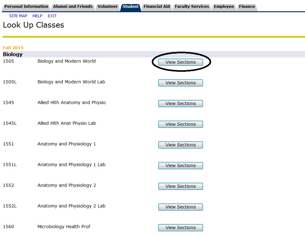 Click the view sections button to see the dates and times of the class.