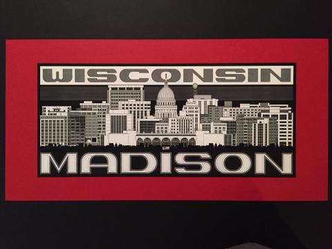 A computer generated drawing of Madison, Wisconsin's skyline