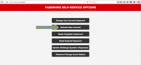 Password Self Service Option Page