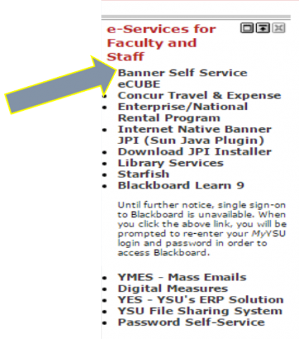 E-Services for Faculty and Staff sidebar