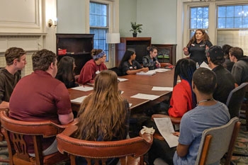 Executive Director facilitating the first all hall meeting