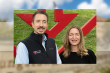 Jake Protivnak and Meghan Bileci standing in front of a YSU "Y"