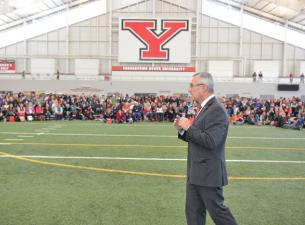 President Tressel at YSU crash day 