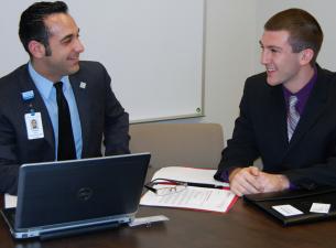 Jonathon Fauvie, at Mercy Health Foundation, Mahoning Valley, interviews Matthew Yourstwosky