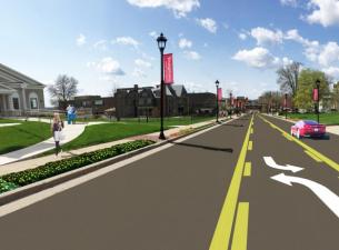 Rendering of the improved Wick Avenue, looking south.