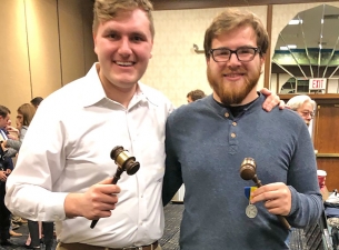 Carson Markley and David Hofsess posing for a picture with their gavel's 