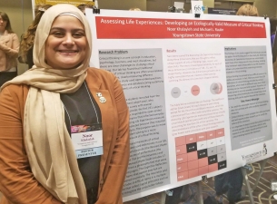 YSU student Noor Khalayleh with her winning research at the National Collegiate Honors Council Confe
