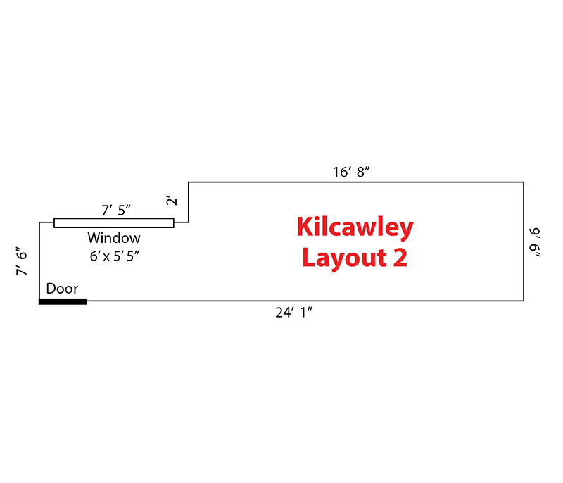 Kilcawley room layout 2 with 1 window