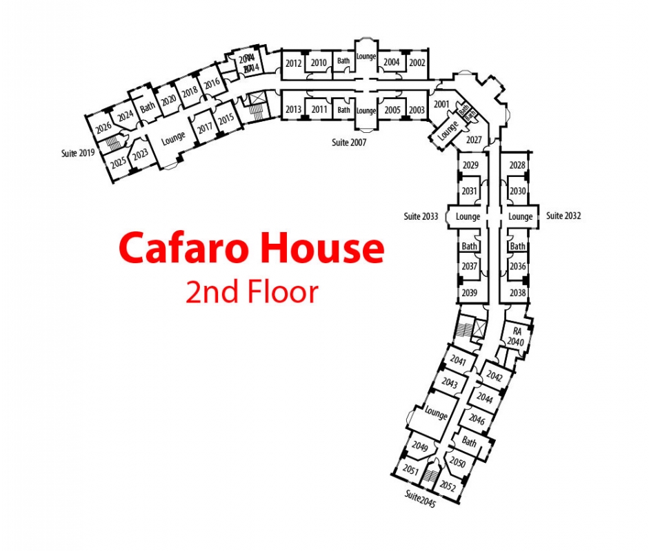 Floorplan of 2nd floor of Cafaro House